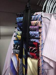 Organizador giratorio de 20 ranuras para corbatas, perchero de cinturones, soporte para bufandas, estante giratorio de 360 grados que ahorra espacio para corbatas, cinturones, bufandas, ropa y accesorios - Multicolor - Ver 6