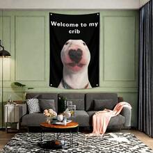 1pc 100% Polyester Welcome To My Cradle 3x5 Feet Wall Flag, With 4 Brass Eyelets - An Interesting Decorative Banner, Suitable For Parties, Yards, Bedrooms, Bars, University Dormitories - - Black - View 4
