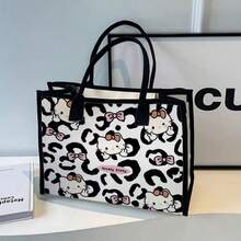 SANRIO 高品質卡通小貓單肩包，大容量學生帆布托特包，通勤手提包，女性必備戶外收納包 - 彩色 - 查看 8