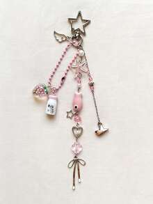 1PC Ocean Series Starfish And Small Fish Pendant Keychain For Girls Sweet Star Magnetic Friendship Backpack Pendant Mobile Phone Chain - one-size - View 5