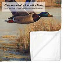 Mallard Ducks Flying Over Autumn Wetland Cartoon Blanket Cozy Soft Multi Purpose Gift For Home Bedroom Couch Sofa Warm Decor Blanket - 彩色 - 查看 8