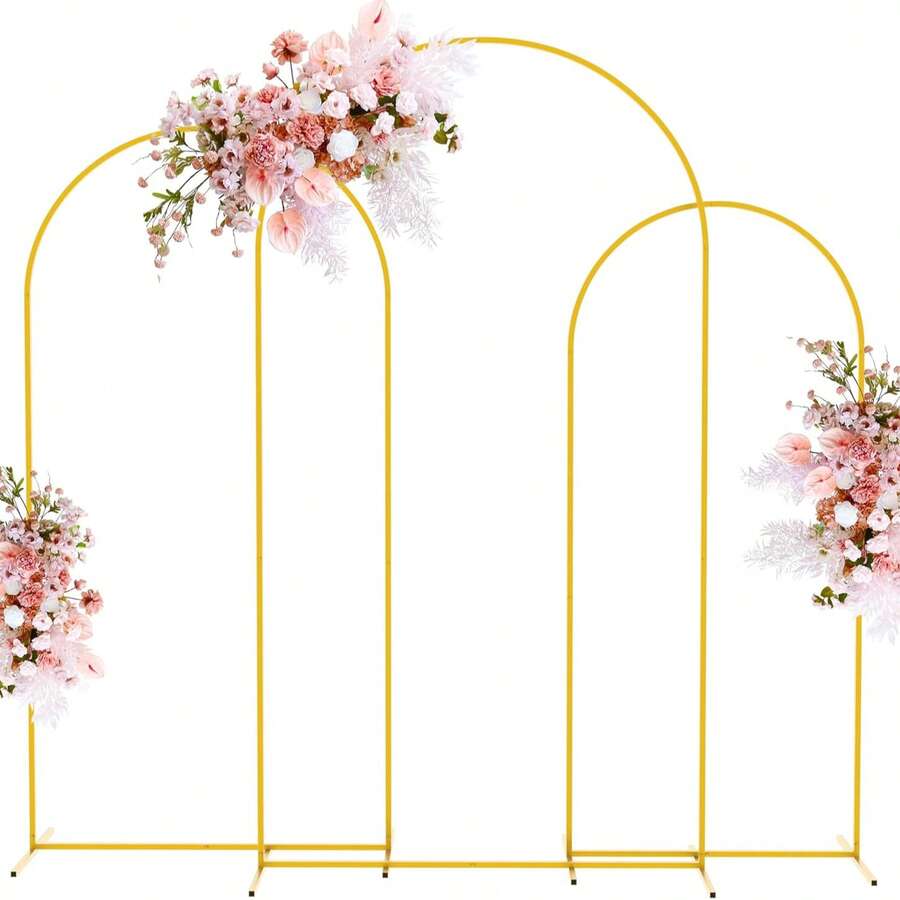 Metal Arch Backdrop,, Gold Arch Wedding Arch Frame (7.2ft, 6.6ft, 6ft, 5ft, 4ft), Balloon Arch Stand, Suitable For Birthday Party Supplies, Weddings, Graduation Decorations, Indoor/Outdoor Baby Party Supplies, Balloon Arch Decorations, Home Décor, New Year's Gifts, Revelación De Género . - 拱門架(金色) - 查看 1
