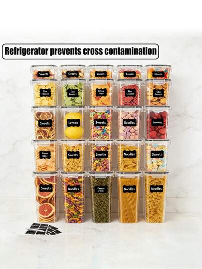 10pcsFood Storage Containers With LIDS, Clear Food Jars, Moisture-Proof Sealed Crisper, For Cereals, Rice, Pasta, Tea, Nuts And Coffee Beans, Plastic Food Storage Jars, Household Kitchen Items