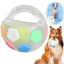 Dog Calming Ball With Handle For Dogs, New Interactive Football Shape Dog Toy, TPR Chewable Material, Squeaky, Water Play, Training & Outdoor Games - 黑-a - 查看 9