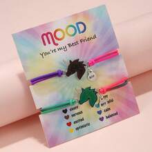 2pcs/Set Women Temperature Sensitive Color Changing Cat Unicorn Heart Pendant Necklace & Ring Jewelry Set, Year Of The Horse Gift For Girlfriend/Best Friend - Kiểu 9 - Xem 2