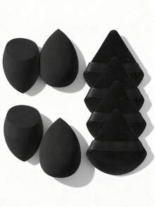 8PCS Travel-Ready Makeup Tool Set: 4PCS Multi-Shaped Blenders + 4PCS Precision Triangle Powder Puffs – Great For Daily Touch-Ups On-The-Go - Black - View 10
