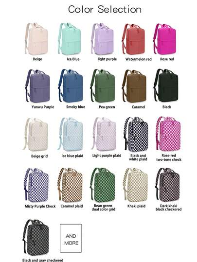 حقيبة ظهر يونيسكس بطراز مدني بسيط ذات نمط مربعات من النايلون، تصميم متعدد الحجرات، محمولة للخارج، حقيبة ظهر رياضية وكاجوال للتنقل، حقيبة ظهر متعددة الاستخدامات باللون الأحادي للنساء، حقيبة ظهر/حقيبة كمبيوتر محمول متعددة الاستخدامات للرجال