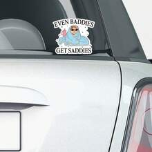 3-pack tecknade stötfångardekaler "Även onda blir ledsna" - Självhäftande vinyldekaler för mental hälsa för bilar, vattenflaskor, bärbara datorer - Glansig finish, Placering bakifrån, Engångssjälvhäftande, Rolig design - A - Visa 7