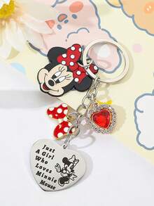 Disney 1pc Cute Cartoon Mickey & Minnie Zinc Alloy Keychain, Fashionable & Delicate Lovely Bow-Tie Mickey Bag Charm, Suitable For Daily Wear Or As A Gift - Multicolor - View 8