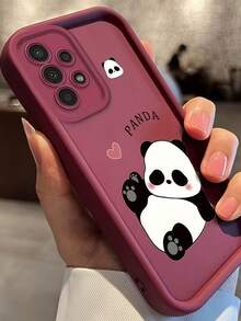 Ốp lưng điện thoại họa tiết gấu trúc tối giản dễ thương, 1 chiếc, viền chuyển màu, chất liệu Dopamine mờ, họa tiết trái tim gấu trúc dễ thương, thiết kế tối giản, kiểu hoạt hình mềm mại dễ thương, bảo vệ hoàn hảo cho điện thoại của bạn, phù hợp với Honor X7/Galaxy A56 5G/ Smart 8/ Hot 40/Transsion Spark 30C/Spark Go 2024/ Note 14 5G/ E22/E22i/ A54 (Quà tặng) - Màu Đỏ Sâu - Xem 2