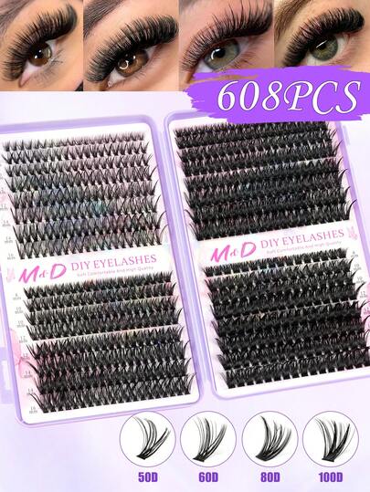 640 st. D-böjda klusterögonfransar, högkapacitetskit, lösögonfransbok för nybörjare, tjocka fluffiga gör-det-själv-segmenterade ögonfransförlängningar, förstorar ögonen, lösögonfransar, lätta, återanvändbara, stor kapacitet individuella ögonfransar, mjuka och naturliga look blandade fransar för 3D-effekt ögonmakeup skönhet, gör-det-själv hemma, bärbara för resor, idealiska för daglig pendling, kvällsfest, bröllop brudmakeup lösögonfransar
