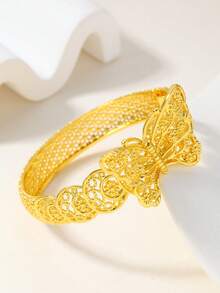 1 pieza Brazalete vintage estilo oriental dorado, adecuado para vacaciones, regalos y uso diario - Amarillo Oro - Ver 5