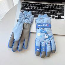 1 Pair New Children's Ski Gloves - Quick-Drying Waterproof Fabric, Warm Thickened Gloves For Autumn/Winter - Cartoon Print - Suitable For 2-4 Years Old Children, Cartoon Pattern Winter Warm Outdoor Sports Ski Gloves For Kids, Waterproof Windproof, Children Winter Gloves - Ski Gloves - Boys & Girls Warm Gloves, Suitable For Cold Weather - Also Suitable For Children Outdoor Ice Skating