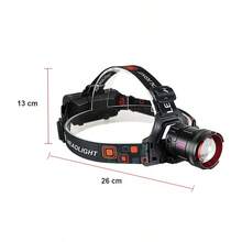 680,000流明超亮LED头灯，可充电，远射程，适用于钓鱼、露营，18650电池，防水手电筒 - 黑色 - 查看 12