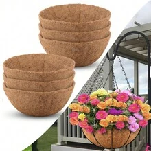 3pcs Rustic Coconut Shell Planter Liners, Coconut Fiber Hanging Basket Liners, Round Planter Pot Inserts, Lightweight & Flexible Indoor/Outdoor Plant Pads, Natural Appearance, Multi-Component Garden Accessories Fit For Planters, Hanging Baskets - Multicolor - View 1