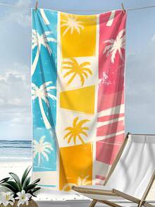 1 buc. Prosop de plajă personalizat cu imprimeu de palmier, pătură de plajă din microfibră extra mare, super moale, uscare rapidă și foarte absorbantă, reversibilă, șal cu protecție solară, ideal pentru vacanță, călătorii, saltea de yoga - Multicolor - Vizualizare 2