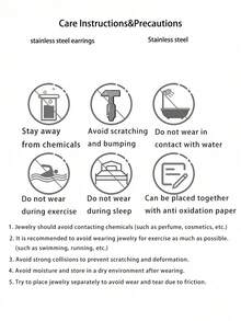 1 Pair Fashionable Stainless Steel Round Hoop Earrings, Minimalist Style Unisex Jewelry Suitable For Daily Wear, Travel, Decoration - Silver - View 6