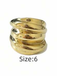 1 pieza Anillo de mujer con hilo giratorio, estilo minimalista exagerado de moda, color contrastante oro rosa, resistente al agua, no se desvanece, de alta calidad, personalizado para uso diario - Anillo de mujer de varias vueltas - Ver 13