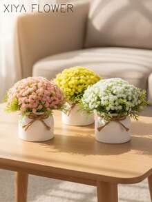 1/3 chậu hoa giả màu trắng, chất liệu PE, hoa giả màu vàng, hồng, trắng, cây giả, trang trí đám cưới, cây giả, trang trí bàn làm việc, trang trí sân vườn, trang trí trong nhà, trang trí mặt bàn, trang trí nhà cửa, mùa cưới, quà tặng ngày Valentine, trang trí sân vườn, trang trí ký túc xá trường học, văn phòng. - Nhiều màu-H - Xem 7