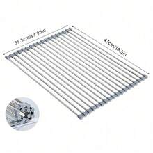 1 tấm lót bát đĩa silicon đa năng - Chịu nhiệt, khay thoát nước bồn rửa có thể gập lại kèm giá đựng dụng cụ - Dụng cụ nhà bếp tiết kiệm không gian với thiết kế cuộn lại. - Xám - Xem 4