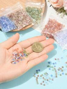 438pcs Set Imitation Cat Eye Glass Seed Beads, Round Shape, Bi-Color, Wheat/Lilac Purple/Cornflower Blue/Camel/Turquoise, Size: 4~4.5x2.5~3mm, Hole: 1.2~1.5mm - Rondelle - View 3