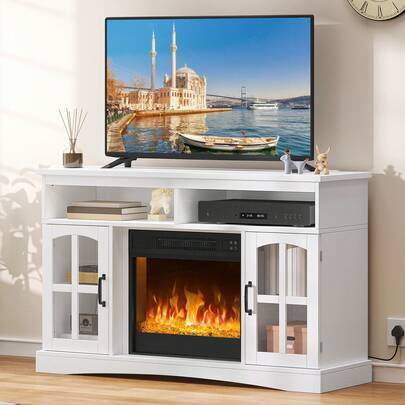BALCONERA TV Cabinet With 50" Electric Fireplace – Adjustable Flames, Overheat Protection & Remote Control