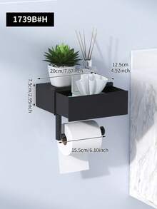 1pc Wet Wipes & Toilet Paper Holder, Self-Adhesive Wall Mount, Bathroom Tissue Roll Dispenser With Storage Shelf - Multicolor - View 12