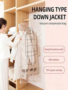 5pcs Extra Large Vacuum Storage Bags, Thick Compression Bags, Long Rectangular Design, No Power Required, Protect Clothes & Save Space - Multicolor - View 10