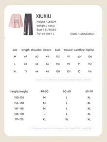 2pcs Disney Marie Cat Pink Long Sleeve Sleepwear Set, Cotton Cartoon Pajamas For Women, Spring/Autumn - Pink - View 7