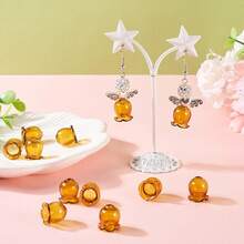 10Pcs Trumpet Flower Glass Beads Caps 12mm Clear Crystal Floral Jellyfish Bead For Dangle Drop Earring Jewelry Making Craft Wind Chimes (Yellow) - Multicolor - View 2