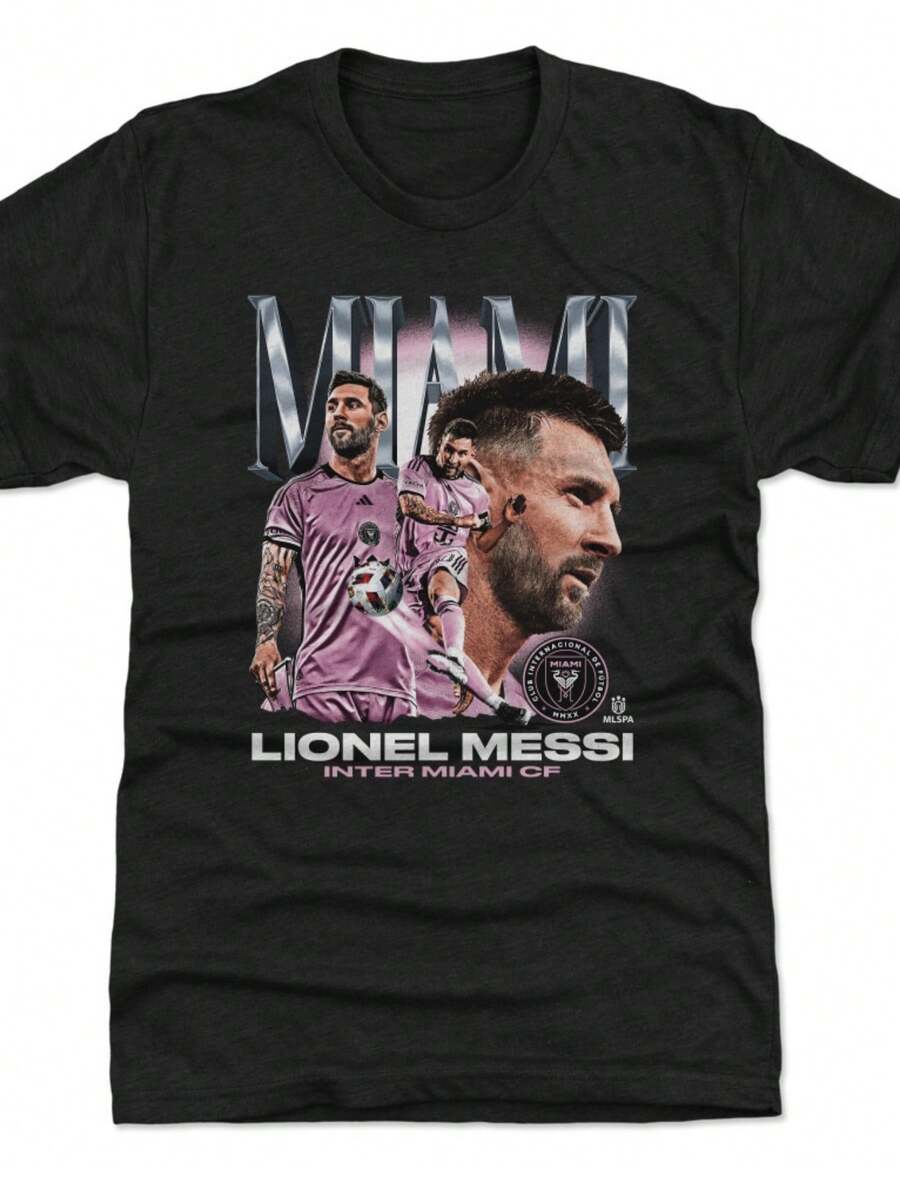 500 Level Lionel Messis Black Miami CF Vintage Premium Tri-Blend T-Shirt - màu đen - Xem 1