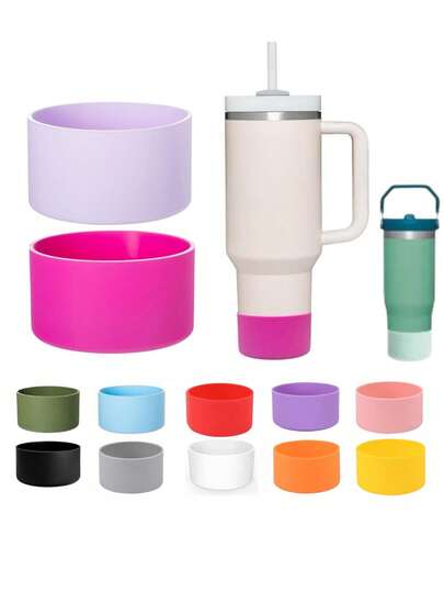 Silicone Rubber Sleeve, For 20-40 Ounce Cups, 12-24 Ounce Water Bottles And Other Water Bottles/ Cups With A Bottom Diameter Of 2.8-2.95 Inches, It Is Also Suitable For Vacuum Cups, Wide-Mouthed Water Bottles And Stainless Steel Water Bottles