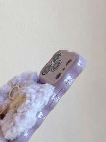 Minimalist Fashionable Wavy Plush Bow Phone Case Suitable For IPhone 17, 16, 15, 14, 13