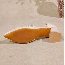 Dép xăng đan công sở cơ bản bằng da PU có khóa cài. - trắng - Xem 7