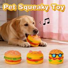 Realistic Hamburger Sound Toy, Cat Teaser Toy With Sound, Soft Elastic Squeaky Toy With Built-In Sound Device, Interactive Toss Toy, Small Dog Chew Toy For Teeth Cleaning And Boredom Relief - Multicolor - View 3
