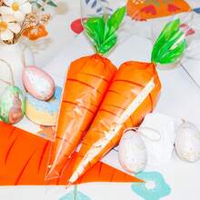 50/100 piezas Bolsas de regalo transparentes con forma de zanahoria y asas de cuerda retorcida, ambiente festivo, duraderas, adecuadas para huevos de Pascua - Multicolor - Ver 2