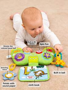 1pc Multifunctional Newborn Sensory Plush Doll, Game Controller Design With Built-In Rattle, Cloth Book, And Funny Mirror, Interactive Stimulation Gift For Babies - Multicolor - View 4