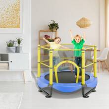 5FT Trampoline For Kids, 60" Indoor Outdoor Trampoline With Safety Enclosure Net, Basketball Hoop And Ocean Balls, Mini Toddler Recreational Trampoline Birthday Gifts For 3+ Years Kids - Royal Blue - View 9