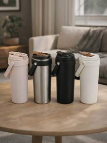 陶瓷内胆保温旅行杯，带吸管，防漏真空隔热，适用于茶和咖啡。保冷12-24小时/保热6-12小时。防滑底座，方便携带，适合办公室、汽车和通勤使用。是送给女士、男士和学生的理想礼物。 - 彩色 - 查看 2