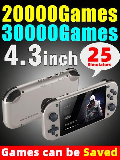 1pc 4.3" 4K High Definition Handheld Game Console, Built-In 25 Emulators And 30,000 Games, Retro Arcade Style, Great Gift For Husband Or Brother On Holidays And Birthdays