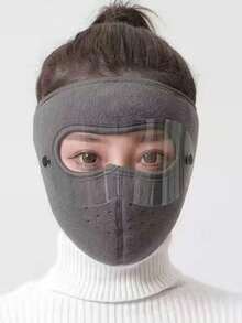 1pc Wind-Resistant Warm Face Mask With Detachable Anti-Fog Transparent Sun Visor, Adjustable Size, Ideal For Cold Weather Protection And Ear Coverage - Perfect For Cycling And Outdoor Activities