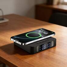 3 In 1 Wireless Charger, Time Display, Alarm Clock For Bedroom, Bedside, Living Room, Table, Home, Office, Desk, Fast Charging Dock Station Compatible With IPhone 17 16 15 14 13 12 11 Pro Max/Mini/Plus/XR/XS/X/8, Compatible With AirPods 2/3/4/Pro/Pro 2, Compatible With Samsung S25/S23/S22/S21/S20/, Galaxy Buds - White - View 1