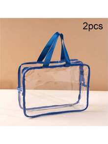 Bộ 2 túi đựng đồ chơi trẻ em trong suốt có khóa kéo và nhãn dán, được làm từ nhựa PVC trong suốt, có thể tái sử dụng, thích hợp để đựng trò chơi cờ bàn, khối xếp hình, ghép hình và đồ chơi, lý tưởng để cất giữ đồ dùng trong phòng trẻ. - Nhiều màu - Xem 14