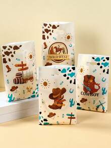 50个西部牛仔主题礼品袋，包含牛仔帽、牛仔靴和牛仔帽图案，适合男孩生日派对、牛仔主题派对装饰、婚礼装饰、婴儿派对装饰、露营野餐包装、购物袋、厨房包装用品、家居装饰，是送给牛仔爱好者的完美礼物。 - 西部牛仔 - 查看 12