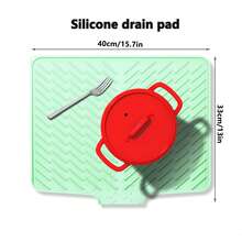 1pc Silicone Grooved Drain Mat, Vegetable & Fruit Drying Mat, Kitchen Sink Countertop Storage Mat, Anti-Slip Trivet Mat, Heat Resistant - Multicolor - View 8