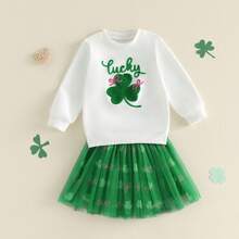 2Pcs/ Set Toddler Baby Girl Carnival Games Outfit Summer Sleeveless Lapel Collar Solid Color/Striped Vest Tops With Pleated Skirt Set - 米色 - 查看 6