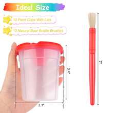 10个带彩色盖和画笔的防溢颜料杯，适合儿童使用，防溢画笔清洗杯，幼儿绘画颜料杯，美术工艺用品，丙烯颜料，水彩颜料 - 彩色 - 查看 6