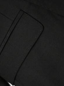 2pcs Men's British Style Metal Double-Breasted Suit, Notched Collar Business Casual Blazer Jacket + Pants - Black - View 7