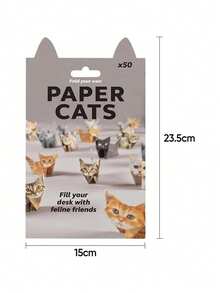 50Pcs Paper Cat Origami Set/Craft Kit - Cute Playful Cat Pattern, Easy DIY Craft Design, Premium Cardstock Material, Foldable Decor+Storage, Fun Handmade - For Family Activities/Desktop Decor/Cat Lovers/Party Favors/Mother's Day/Housewarming Gift - Multicolor - View 2