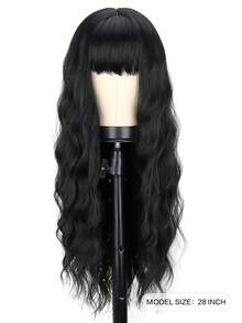 Peluca larga rizada y ondulada con flequillo, peluca sintética amigable para principiantes, resistente al calor, elegante para uso diario, pelucas para mujeres (colores de cabello: negro, marrón) - Multicolor - Ver 3